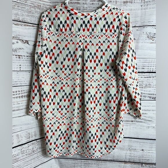 Lilla P Top Womens Small pop over chiffon Blouse roll up sleeves light tunic - Picture 4 of 10